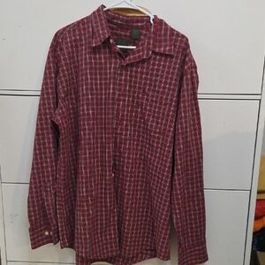 Timberland Men's Plaid Flannel Button Up Shirt Red Navy Blue Large Sz [1078]